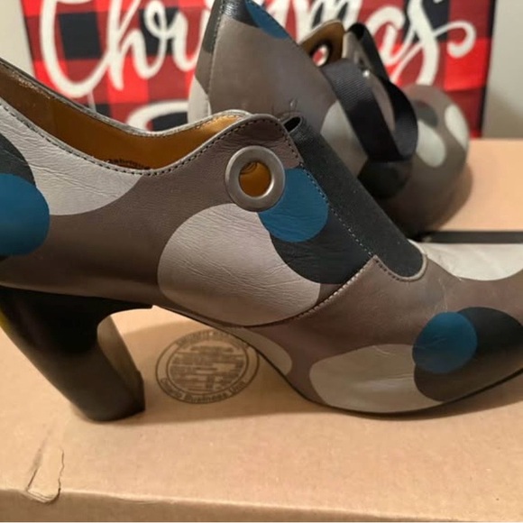 John Fluevog Women's Leather Heels - Black, Gray, Blue - Picture 2 of 6